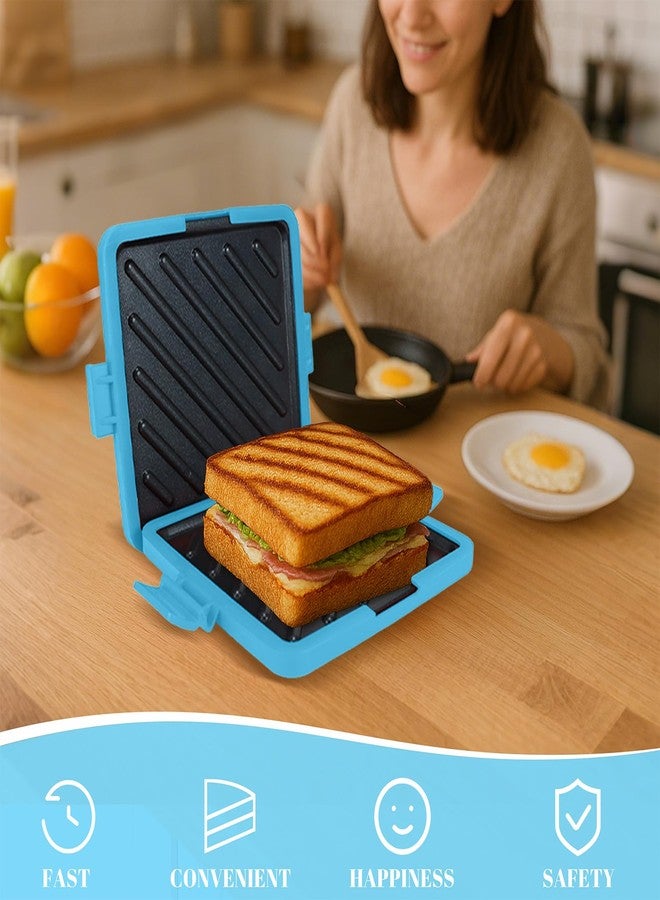 KDSPAROS Microwave Sandwich Maker - Microwave Toastie Sandwich Maker，3-in-1 Toastie Panini Press with Dishwasher Safe Design No Electricity Needed Fast Cooking for Travel Friendly/Office/Home (blue) - Image 4